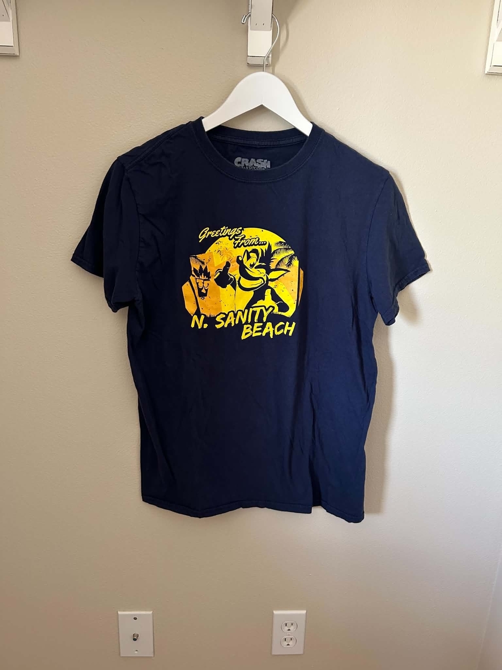 Loot Crate Navy T-Shirt with Yellow Beach Graphic